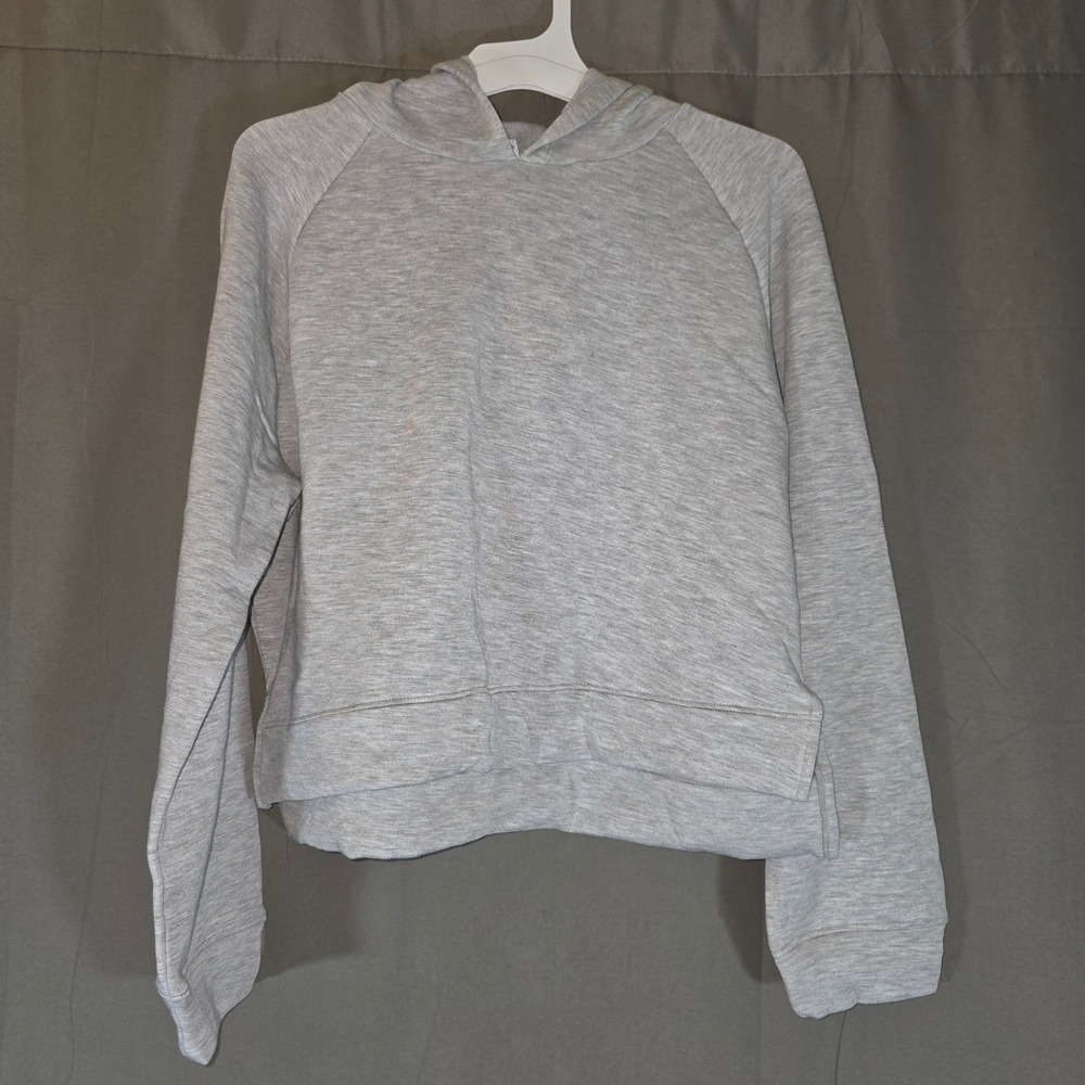 All in Motion Girls XL 14 Heathered Gray Cropped Relaxed Fit Pullover Hoodie NWT